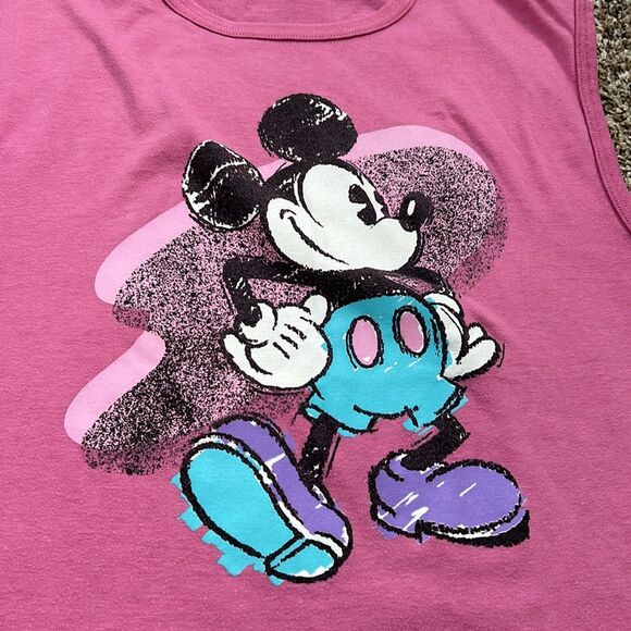 Vintage Disney Mickey Mouse 80s Made in the USA Pink Tank Top Womens Large - Picture 9 of 9